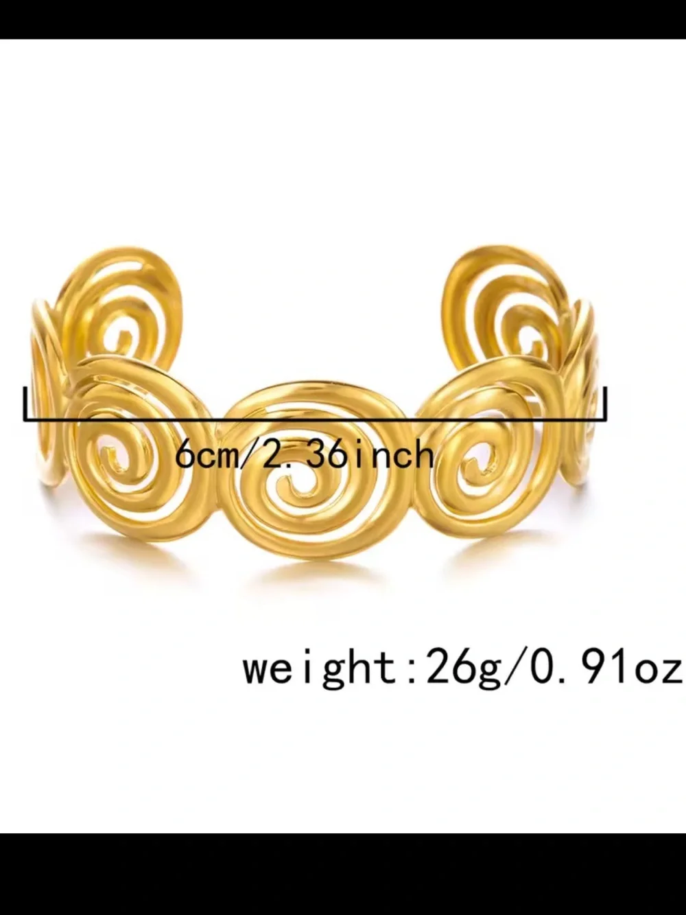 Golden Spiral Cuff Bracelet – Modern Sculptural Statement Jewelry